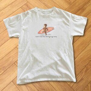 White-Curious George Surf I Don't Want This Feeling To Go Away Cute Graphic Tee